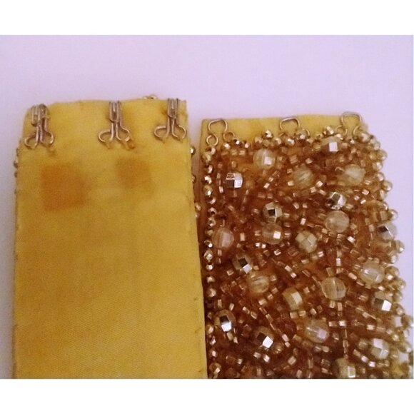 Handmade Gold Beaded Belt Vintage Ice Show Costume Accessory Fabric Back main image 5